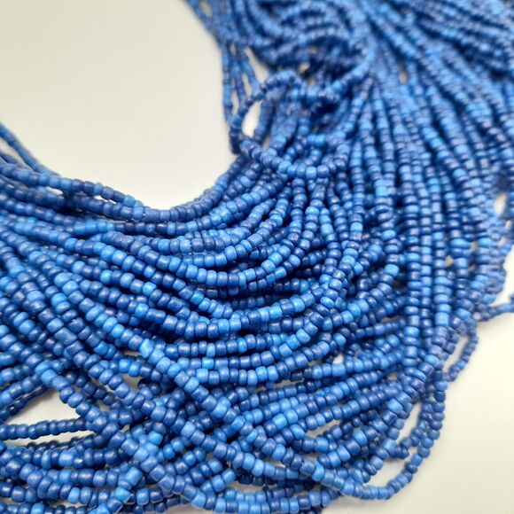 Chico's Blue Seed Bead Multistrand Necklace, 30", New With Tags, Silver Tone - Picture 5 of 15